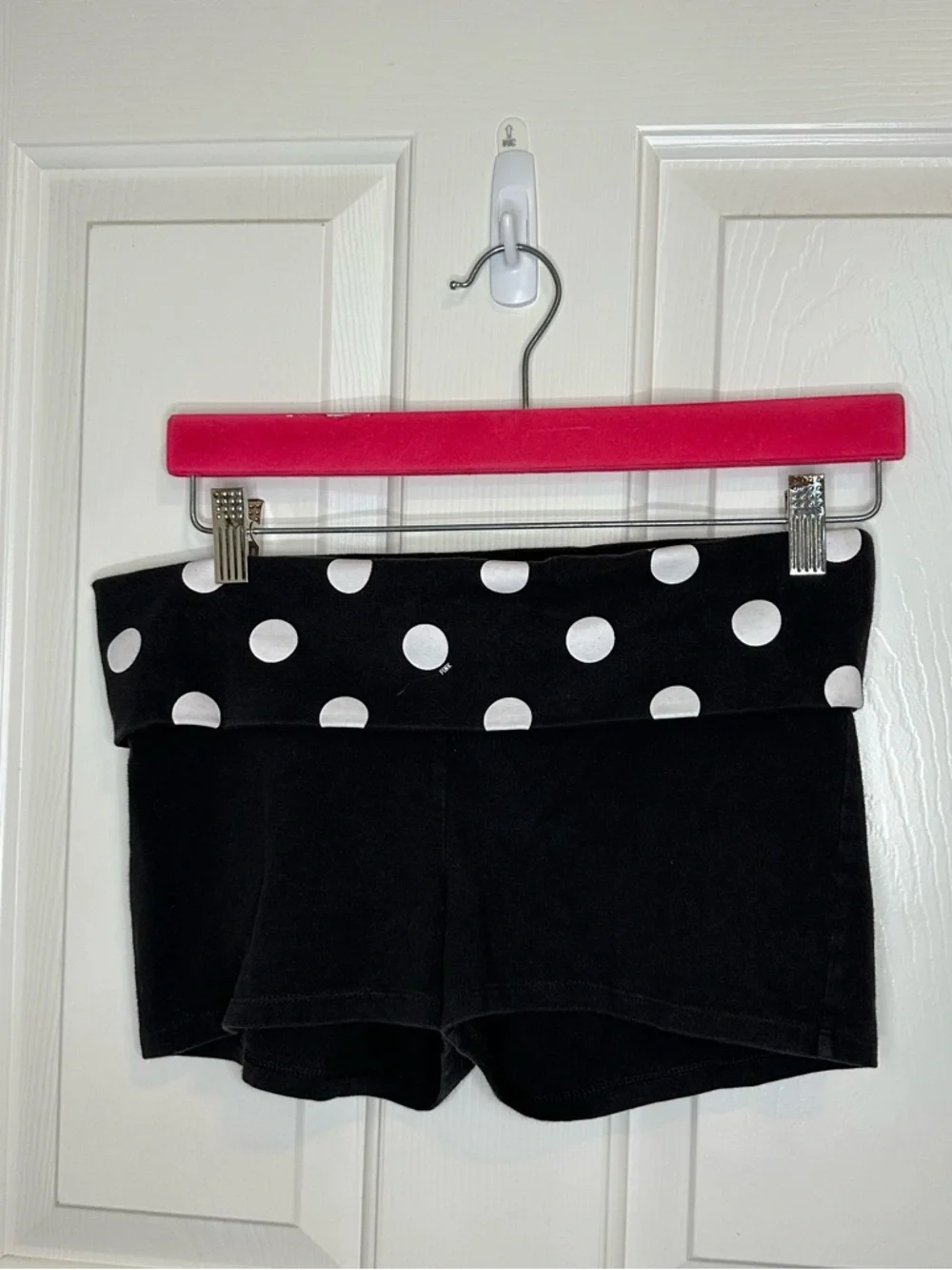 Y2K VS PINK Black White Bedazzled Foldover Yoga Booty Shorts M *Flawed* Mcbling - Picture 3 of 7